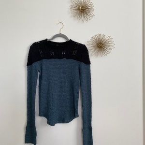 Free People High Neck Lacey Top Thermal Tee (: